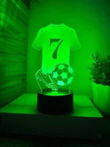 1 pièce Lampe de nuit en forme de maillot de football 3D, lampe décorative créative avec changement de couleur à 7 couleurs activé par le toucher pour les fans de sports, cadeau pour les fêtes