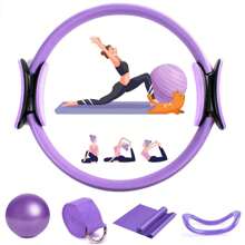 5 Peças Conjunto Básico de Pilates Feminino, Acessórios de Exercícios Domésticos de Pilates Incluindo Anel de Pilates, Cinta para Quadril de Pilates, Conjunto de Ioga Feminino, Cinta de Exercícios para Bunda, Bola de Ioga de 25 cm (O material de superfície é de espuma, pode haver algumas marcas de pressão e arranhões durante o transporte, o que é normal)