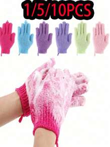 10PCS/5PCS/3PCS/1PC Exfoliating Gloves, Exfoliating Gloves For Dead Skin Bath Exfoliating, Shower Gloves For Shower SPA Massage, Body Scrub Gloves, Natural Body Cleaning Cloth, Body Cleaning Tools, Blue Back To School