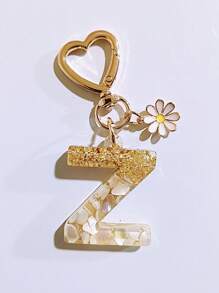 1pc Women's Beige Letter & Heart Tassel Resin Keychain, Creative Gifts For Friends, Casual & Cute Accessory Car Accessories Bag Charm Backpack For School Goth Y2k