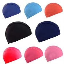 Bathing Caps Free Size Comfortable Swimming Caps For Men Women Elastic Nylon Ear Protection Long Hair Swimming Hat - Black - View 6