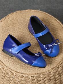 1 Paio di scarpe da principessa con punta rotonda, fiocco in materiale a scacchi, in pelle verniciata, per bambine, scarpe eleganti piatte e alla moda adatte per la scuola e le occasioni formali