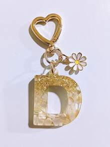 1pc Women's Beige Letter & Heart Tassel Resin Keychain, Creative Gifts For Friends, Casual & Cute Accessory Car Accessories Bag Charm Backpack For School Goth Y2k