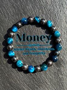 Vòng tay hạt đá mắt hổ xanh và hematit 8mm dành cho nam và nữ, đeo hàng ngày để thu hút tài lộc và thịnh vượng, quà tặng trang sức cho các dịp lễ (Màu sắc đá tự nhiên có thể hơi khác nhau) - Màu xanh lam - Xem 9