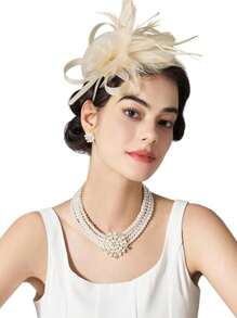 1Pc Fascinator Hat Headpieces Feather Tea Party Hat For Women Horse Racing Kentucky Derby Hat For Women&Girls