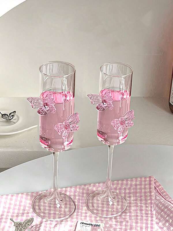 1/2 pieza(s) Copas de vino de vidrio con diseño elegante de mariposa, cristalería de moda para mujeres - Ideal para regalos del Día de San Valentín, Día de la Madre, cena a la luz de las velas, esencial para copas de champán de boda, de alta calidad