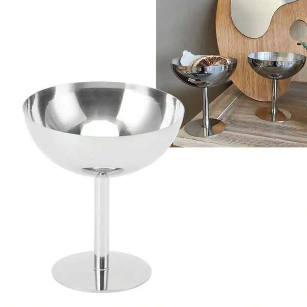 1 copo de aço inoxidável para sorvete, copo para sobremesa, tigela alta lavável e elegante para sorvete, copo de aço inoxidável para pudim, mousse, salada de frutas, para casa, cozinha, restaurante, hotel, utensílios de cozinha, acessórios de mesa, material escolar
