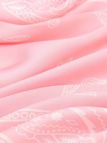 1 Khăn vuông in hoa đơn giản, Khăn bandana mùa xuân mới dành cho nữ, Đai lưng đa năng, Trang trí gói hàng, Băng đô, Khăn quàng cổ thời trang cho váy - Hồng - Xem 4