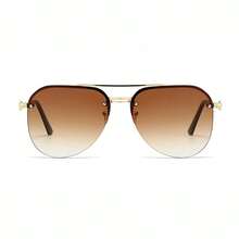 1 件装金属朋克经典超大飞行员镜框时尚眼镜适合节日礼物户外旅行露营沙滩配饰 - 灰色 - 查看 18