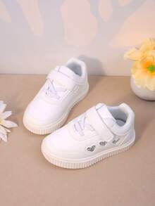 儿童春季新款防滑女童运动鞋幼儿/小孩休闲男童运动鞋宝宝跑步鞋白色鞋子 - 銀色 - 查看 3