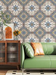 SUPSTICKER 12 قطعة ملصقات بلاط مطبوعة بطراز بوهيمي رجعي، بلاط سيراميك مزيف سميك وصلب، مقاوم للماء والزيت، قابل للتقشير واللصق، مناسب للمطبخ والحمام والجدران الخرسانية، سهل التركيب، اكسسوارات المطبخ، عناصر المطبخ، ديكور المطبخ، بلاط الأرضيات، أرضيات، بلاط أرضيات لاصق، ديكور غرفة المعيشة، ديكور المنزل - متعدد الألوان - مشاهدة 5