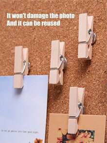 50 Thumbtacks, Clips With Thumbtacks, Wood Clips, Plastic Clips, Clear Plastic Clips,Suitable For School Teachers Classroom Office, Message Board, Clipboard, Poster, Corkboard