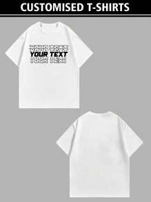 Customizable Personalized Text Men's T-Shirt, Customize Your Text, Name, Baby/Friend/Idol/Couple/Family/Party/School/Sports/Pet/Love Design Print