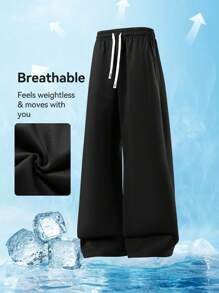 1 pezzo Pantaloni sportivi casual larghi con vita con cordoncino, adatti per primavera/estate, uomo