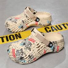 男士防滑、耐用、透气时尚穿孔鞋、舒适 EVA 包头沙滩凉鞋 - 卡其色 - 查看 8