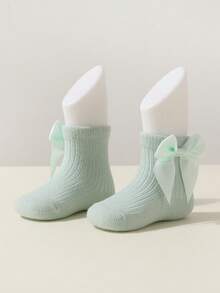 6 Pasang Kaos Kaki Pendek Bayi/Balita Perempuan dengan Hiasan Pita, Bernapas, Musim Semi/Panas - MultiWarna - View 4