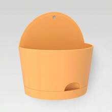 2pc Self-Watering Wall Half-Circle Indoor Outdoor Planter Pots 8"X4.75" - - Orange - View 4