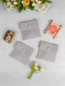 Customizable Personalized Name Jewelry Bag Packaging Bag, Soft Velvet Gift, Bracelet, Necklace, Earring, Ring Storage Bag, Button Velvet Bag, Double-Sided Plush Jewelry Packaging Bag, Macaron Color Flip Button Pouch, Jewelry Storage Bag - Multicolor - View 8