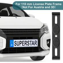 Soportes para placas de matrícula europeas, 4 piezas, diseño de ajuste a presión con tapa roja y tornillos, se adapta a placas de matrícula rusas de 52 cm x 11 cm, material plástico, sujeta la placa de matrícula de forma segura | Marcos para placas de matrícula de ajuste a presión | Marcos de plástico