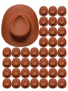 15/30pcs Plastic Mini Western Cowgirl Hats, Cute Mini Hats, Small Party Hat Toys, Suitable For Doll Party Decoration And Roleplay - Cowboy Hat - View 3