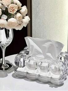 1pc Nordic Luxury High-End Facial Tissue Box, Creative Transparent Tissue Paper Storage Box For Home Living Room Coffee Table - Multicolor - View 7