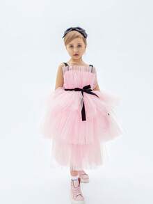 Young Girl's Tulle Party Dress, Suitable For Birthday, Wedding, Flower Girl, Formal Occasions, Holiday Celebration - Pink - View 9
