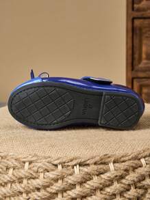 1 Paio di scarpe da principessa con punta rotonda, fiocco in materiale a scacchi, in pelle verniciata, per bambine, scarpe eleganti piatte e alla moda adatte per la scuola e le occasioni formali