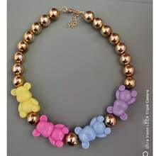 manbara Fashion And Minimalist Pearl Blue Turquoise White Pendant Necklace, Women Bear Jewelry Wholesale