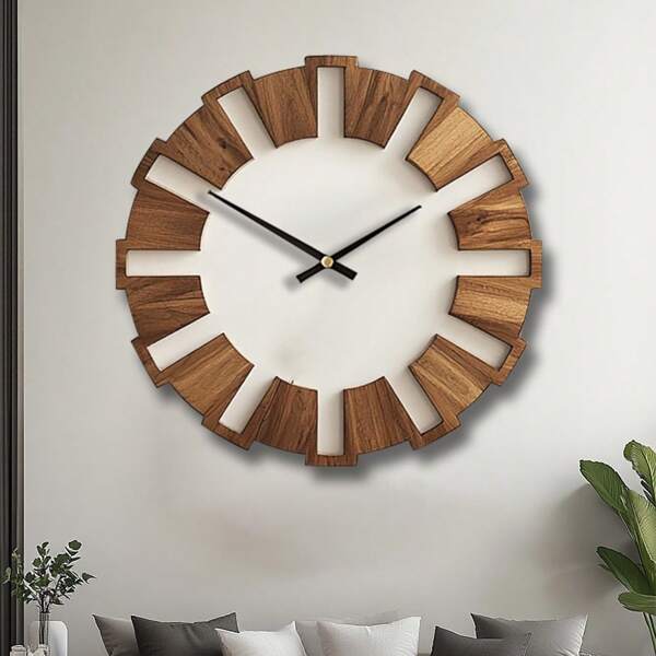Horloge murale ronde décorative en bois, horloge artistique silencieuse fonctionnant avec pile, décoration pour la maison de 14, 16 et 18 pouces. Horloge de bois vintage pour décoration de la cuisine, du salon, de la chambre à coucher et du bureau. Horloge numérique, réveil