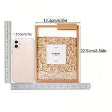 1pc Bamboo Wood And Acrylic Food Dispenser 101.44oz - Kitchen Organizer For Rice, Pasta, Cereals, Snacks | Sealed Pantry Storage Container With Clear Lid | Durable And Reusable, Kitchen Storage Solution|Modern Kitchen Accessory|Durable Bamboo Container, Bamboo Storage - Multicolor - View 4