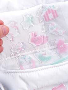 1pc Random Korean Ins Style Resin Snow Flower Heart Design Sticker, Romantic Decorative Sticker For Scrapbooking, DIY Cutting Transparent Sticker - Multicolor - View 2