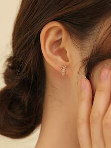 1 对 925 纯银不对称镂空胡萝卜兔耳钉，可爱简约甜美耳环，适合女性日常佩戴，百搭可爱的珠宝礼物 - 兔子 - 查看 3