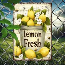 1pc Vintage "Fresh Lemon" Metal Sign, 12x8 Inch Iron Wall Art Decor, Farmhouse Style Plaque, Suitable For Home, Room, Restaurant, Cafe, Man Cave, Bar, Farmhouse Kitchen Decor, Random Hole Style - Multicolor - View 3