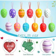 108 Pcs Easter Tree Decorations Heart Hanging Ornaments St. Patrick's Day Shamrock Easter Egg Hanging Ornaments Heart Clover Baubles Egg Decoration For Holiday Party Favor (Classic)