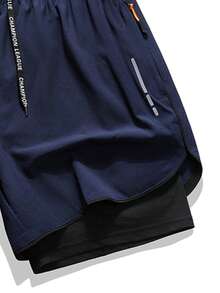 3-Inch Men's Summer Outdoor Running Shorts, Quick Dry & Breathable Lining, Marathon, Training, Fitness - Navy Blue - View 6