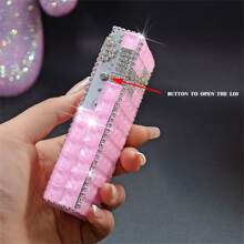 1 pezzo Custodia per sigarette con strass, capacità di 20 sigarette, apertura automatica, scatola sottile per sigarette lunghe, custodia per sigarette con decorazioni in strass creativa per donne, accessori per fumatori, accessori per fumatori femminili, porta sigarette, custodia portasigarette