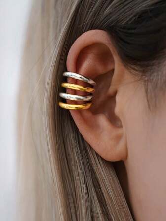 Frminee 1 件夏季女士耳夹耳环金色无穿孔耳软骨夹式耳环 18K 镀金小巧简约精致手工防过敏珠宝礼物