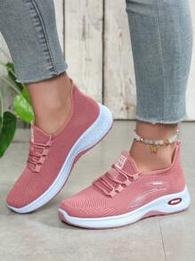 New Spring/Autumn Women's Soft Sole Outdoor Sport Shoes, Non-Slip Mesh Breathable Running Shoes, Thick Sole Casual Sneakers