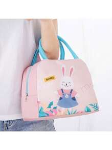 1 pieza Bolsa de almuerzo aislada con diseño de dibujos animados, contenedor térmico de alimentos, bolso impermeable y portátil para la escuela, la oficina, el almacenamiento de maquillaje, la playa, las vacaciones, los viajes, el almuerzo de las damas universitarias, la decoración del hogar, el almacenamiento para fiestas y Navidad