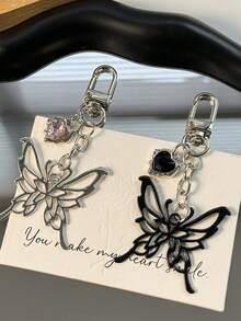 Butterfly Car Key Chain ID Card Holder Earphone Cover Luxury Handbag Charm Keyring Y2K Bows - Multicolor - View 3