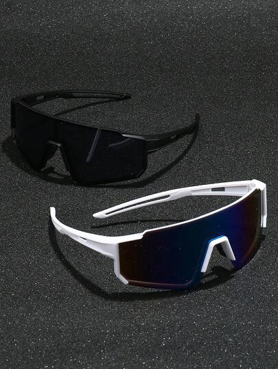 2 件 Y2K 风格塑料运动骑行护目镜，男士适用，适合日常佩戴、拍照、散步、骑自行车、滑雪等，适合夏季海滩度假、户外、旅行