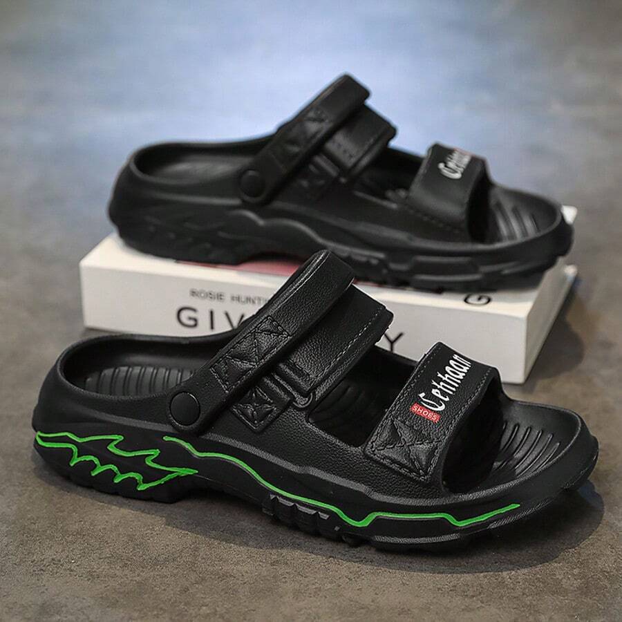 2025 Men's Soft Bottom Odor-Resistant 2-In-1 Outdoor Slippers For Driving, Non-Slip Wear-Resistant Beach Sandals - Black - View 1