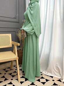 2 piezas Conjunto de vestido de Jalabeya árabe tradicional, elegante abrigo Abaya para Eid, vacaciones casuales, reuniones en el hogar, citas