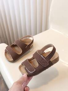 1 par de sandalias deportivas informales antideslizantes de PU, unisex, adecuadas para estudiantes y niños, aptas para el verano - Café integral - Ver 6