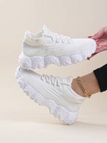 2025 Spring Women's Platform Sneakers, Casual Lace-Up Thick Sole Snow Floral Vulcanized Shoes