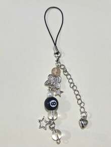 1 件 Y2K 黑色 8 字形球手机链经典款式精致设计高端吊坠情侣手机包礼物