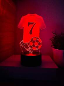 1 pièce Lampe de nuit en forme de maillot de football 3D, lampe décorative créative avec changement de couleur à 7 couleurs activé par le toucher pour les fans de sports, cadeau pour les fêtes