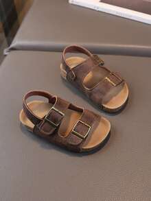 1 双韩版儿童露趾凉鞋，幼儿男童/女童户外沙滩拖鞋，夏季 - 棕色 - 查看 4