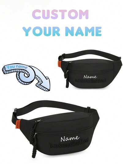 1 Piece Customized Chest Bag, Customized Name Or Holiday Text, Mini Nylon Zipper Closure Show Line Fashion Waist Bag, All-In-One Casual Bag, Suitable For Daily Use, Perfect Gift Between Friends,