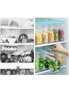 45pcs Reusable Airtight Food Storage Bags (10 Large + 15 Medium + 20 Small), Thick Freezer Bags, Microwave , Blue, For Long-Term Food Preservation And Organization, Transparent PE Zipper Bags, Suitable For Kitchen Food Categorization, Snack Storage, Fruit And Vegetable Sorting, Ensuring Freshness, Essential Household Food Preservation Bags - Transparent - View 4